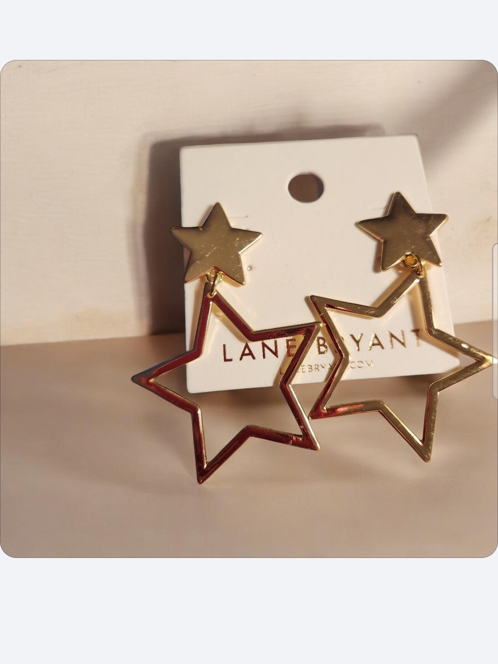 Lane Bryant Gold Star Outline Drop Earrings